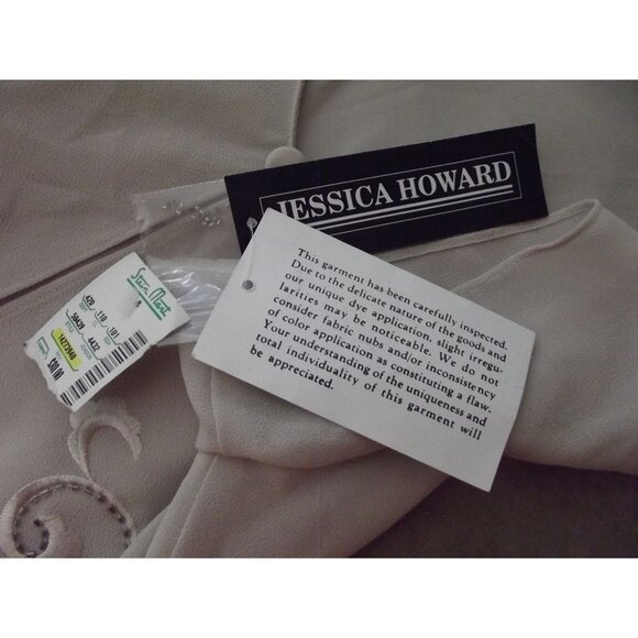 Jessica Howard Maxi Dress Womens Size 14 Beige Formal Beaded Mother of the Bride - Picture 6 of 13